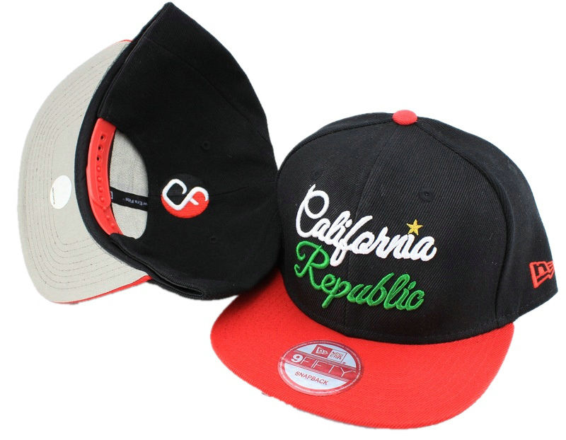 Califomia Republic Black Snapback Hat JT 0613
